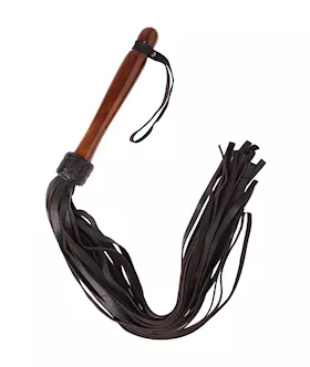 Bound X Leather Flogger with Wooden Handle