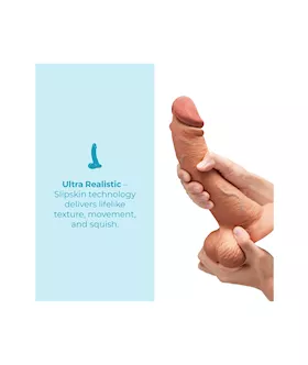 Slipskin Realistic Curved Silicone Dildo 9 Inch