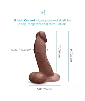 Slipskin Realistic Curved Silicone Dildo 9 Inch