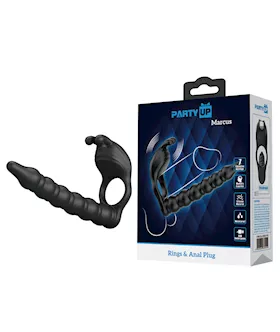 Party Up Marcus Vibrating Cock Ring With Double Penetrator