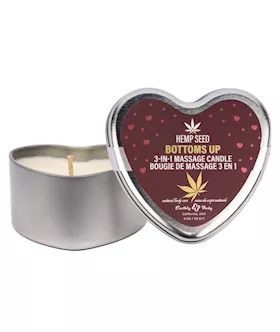 Hemp Seed 3 In 1 Massage Heart Candle Bottom's Up Wild Blueberries, Dewy Meadow-grass, Sweet Wildflowers