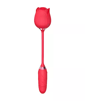 Crimson Rose Thrusting Suction Vibrator