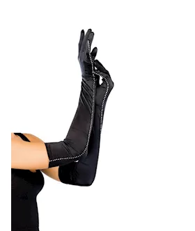 Bq Opera Lgth Satin Gloves W Rstone