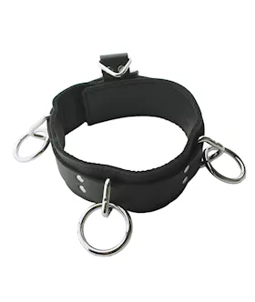 Double Strap Locking 3-ring Leather Collar