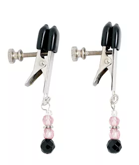 Broad Tip Clamp With Pink Beads