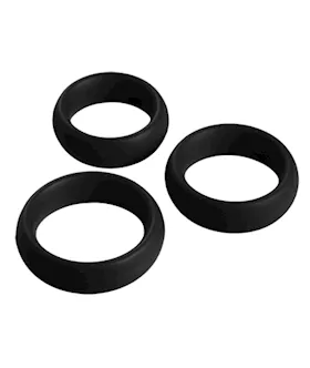 3 Piece Silicone Cock Ring Set Black