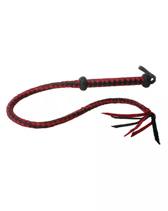 Premium Red and Black Leather Whip