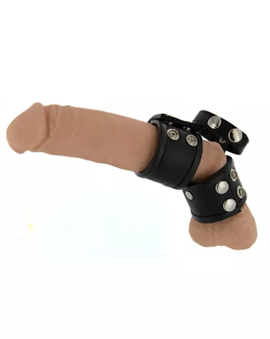 Triple Threat Leather Cock Ring