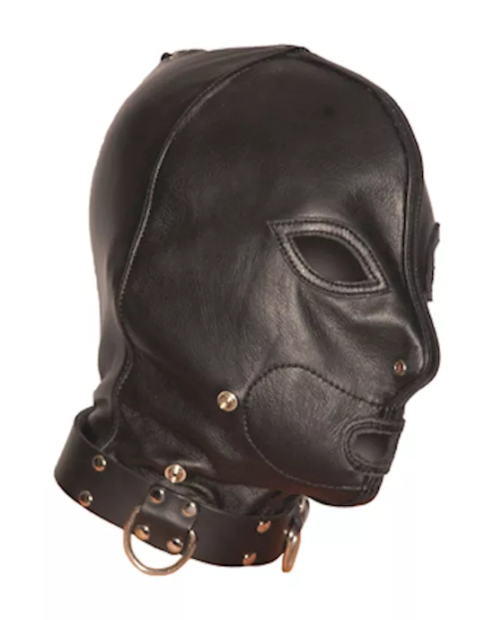 Leather Hood with Zipper Mouth