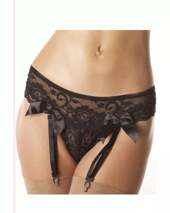 Black Lace Suspender G-string
