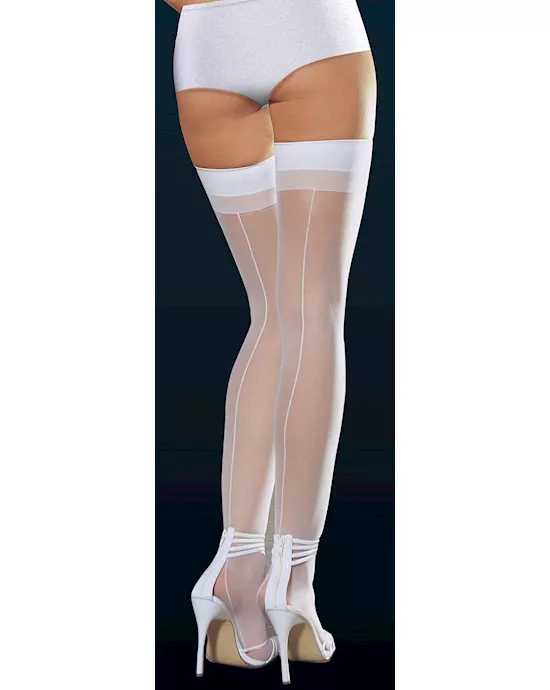 Sheer thigh high with back seam