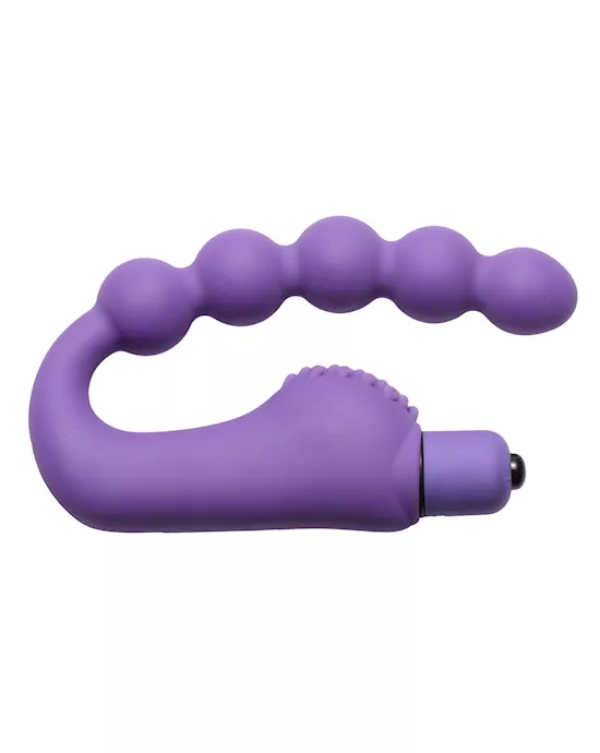 Silicone Beaded G-Spot Vibe with Clit Stimulator