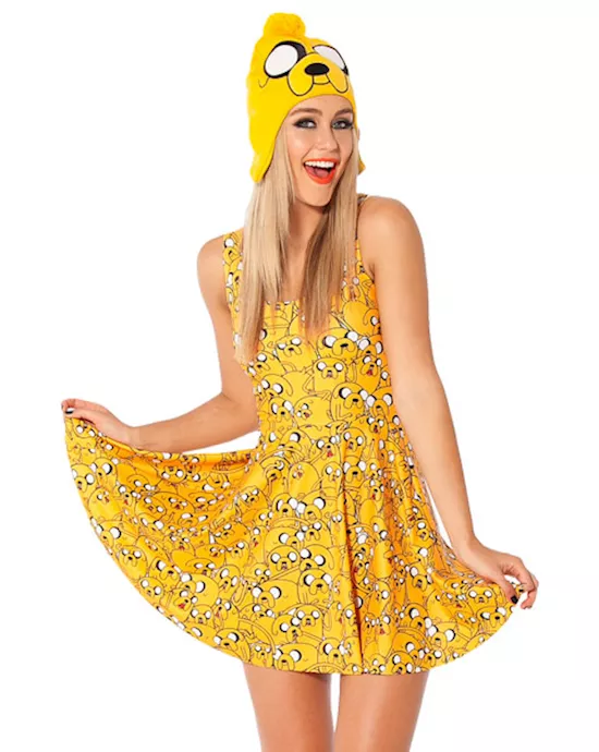 adventure time jake scoop neck summer skater dress
