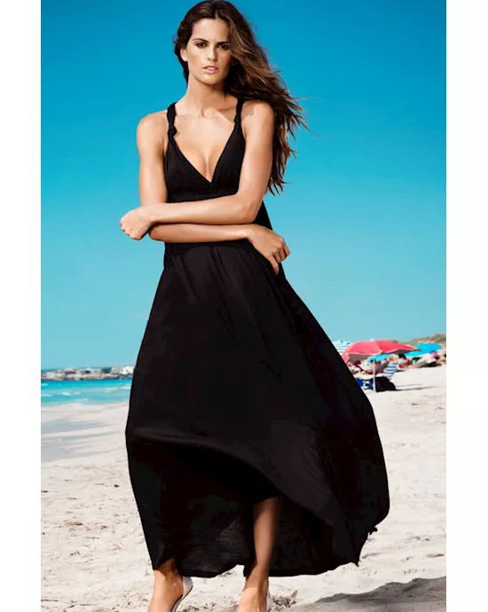 black cool summer sleeveless party maxi dress
