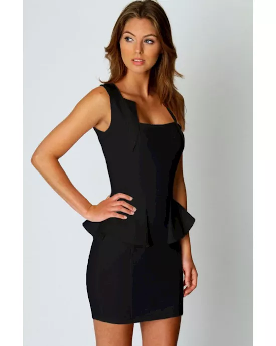 black graceful womanly party peplum dress