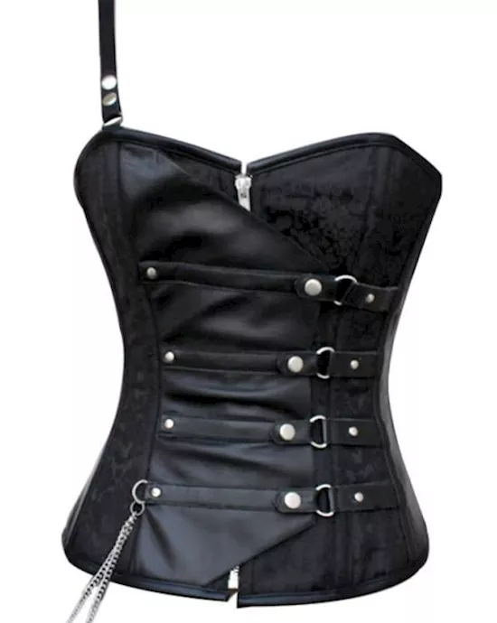 black one strap corset with buckled detail