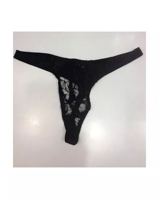 black sexy lace low rise man thong