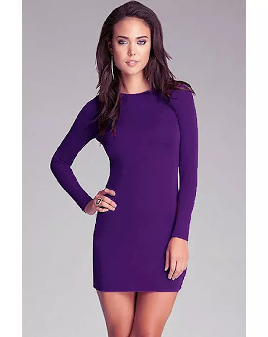 concise sexy purple hollow out back lace-up mini dress