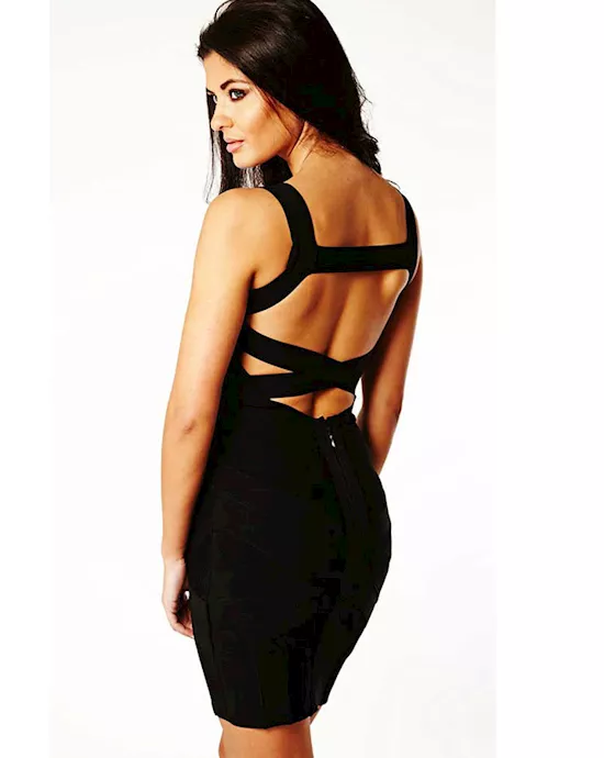 cross back little black bandage dress