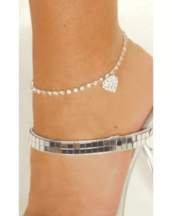 Rhinestone Heart Ankle