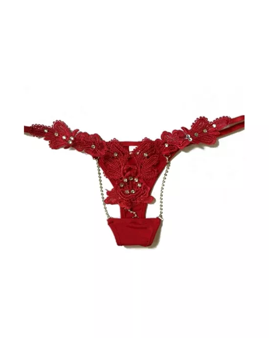 Fun and Flirty Flower Detailed Thong