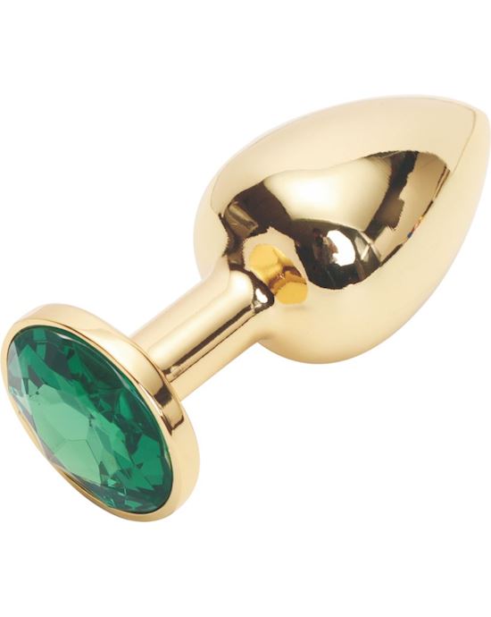 Gold Butt Plug With Green Gem