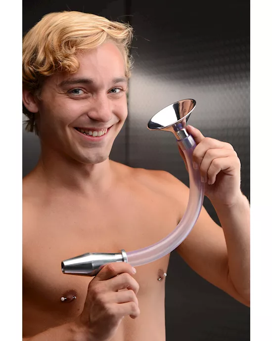 Stainless Steel Ass Funnel with Hollow Anal Plug