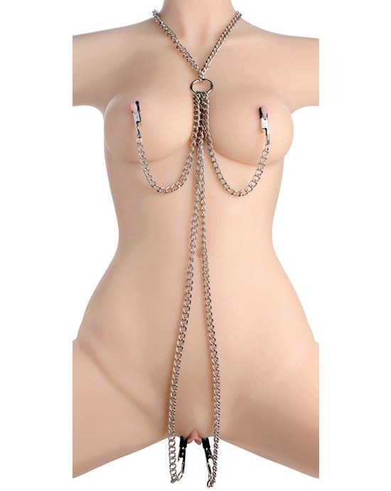 Collar Nipple And Clit Clamp Set