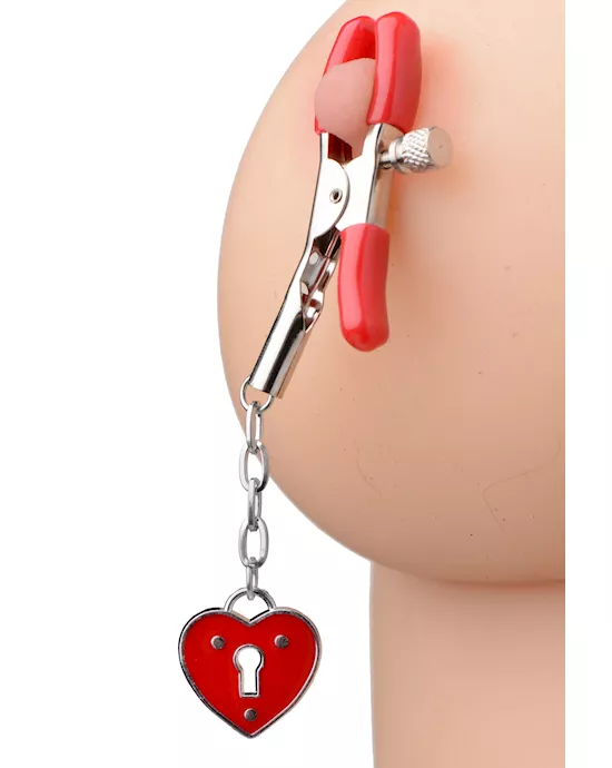 Captive Heart Padlock Nipple Clamps