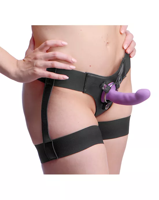 Bardot Garter Belt Strap On Harness with Silicone G-Spot Dildo
