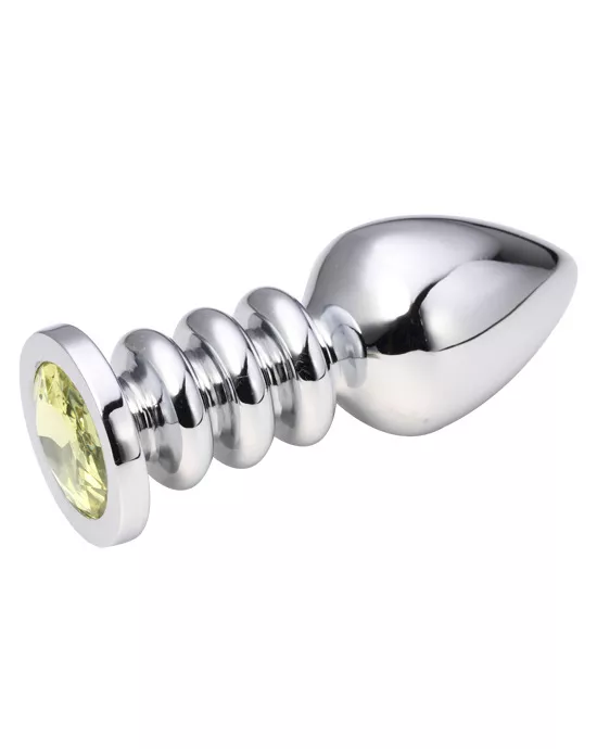 Ridged Jewelled Butt Plug