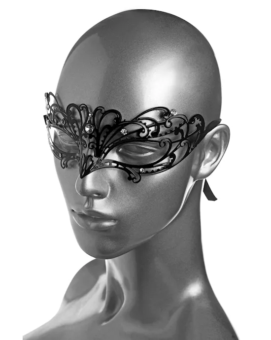 Black Metal Fetish Mask with Crystals
