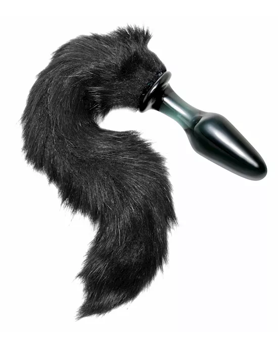 Midnight Fox Glass Butt Plug with Tail