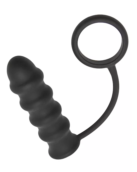 The Rippler Vibrating Silicone Anal Plug with Cock Ring