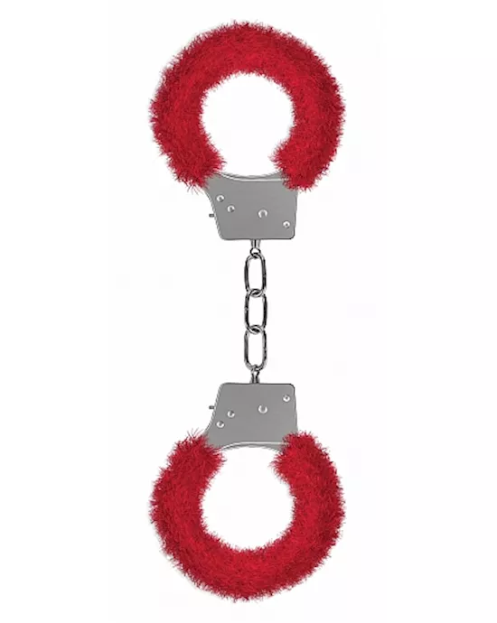 Ouch Beginners Handcuffs Furry Red