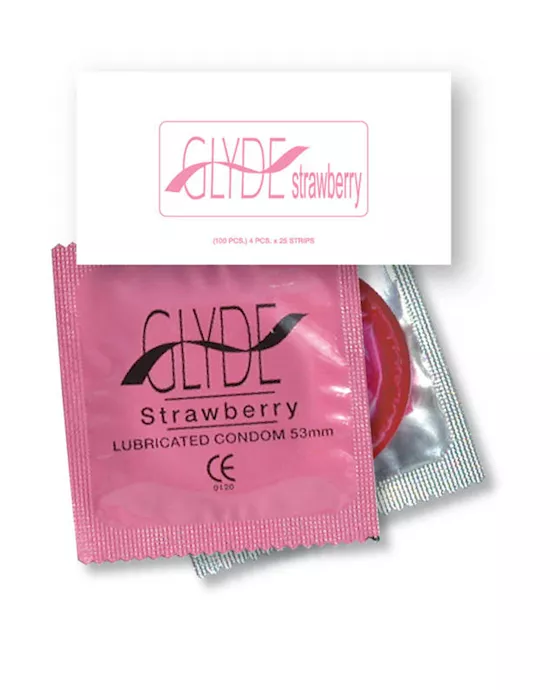 GLYDE Strawberry 53mm Condom 100 Bulk
