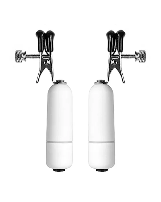 Vibrating Nipple Clamps White