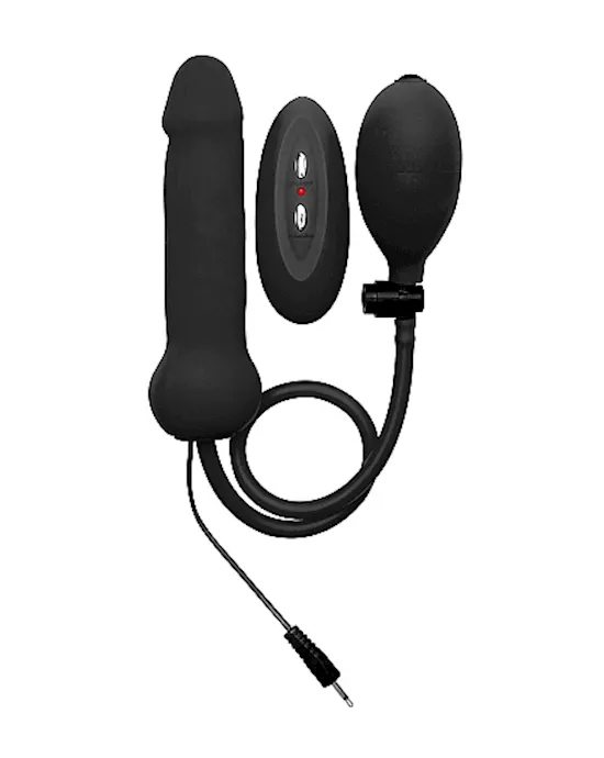 Inflatable Vibrating Silicone Dong Black