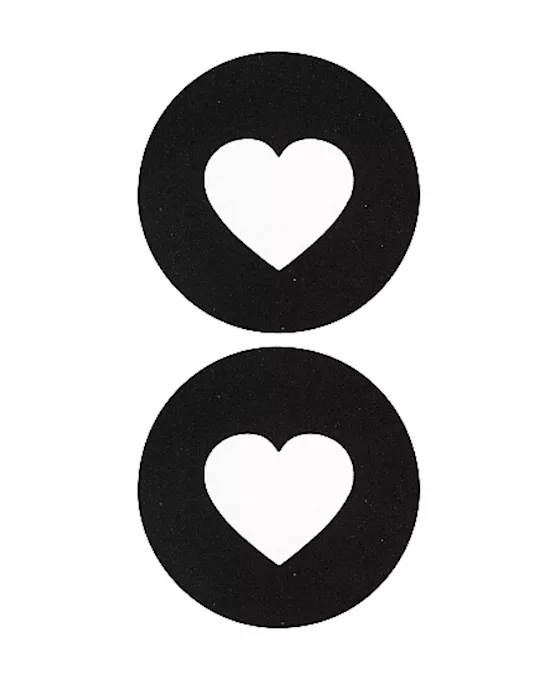 Nipple Sticker Round Open Hearts Black