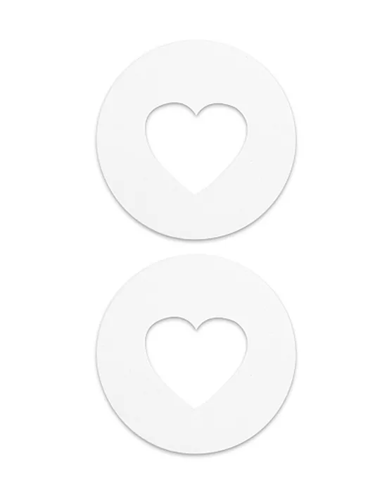 Nipple Sticker Round Open Hearts White