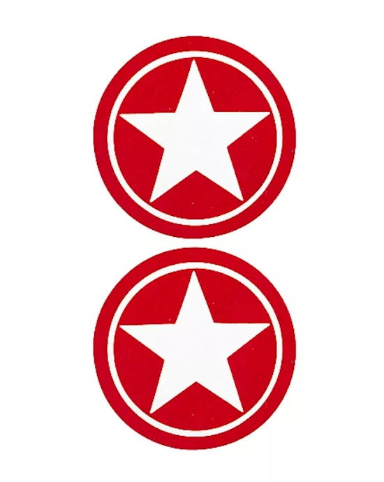 Nipple Sticker Round Open Stars Red