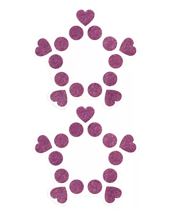 Nipple Sticker Open Circle and Hearts Purple