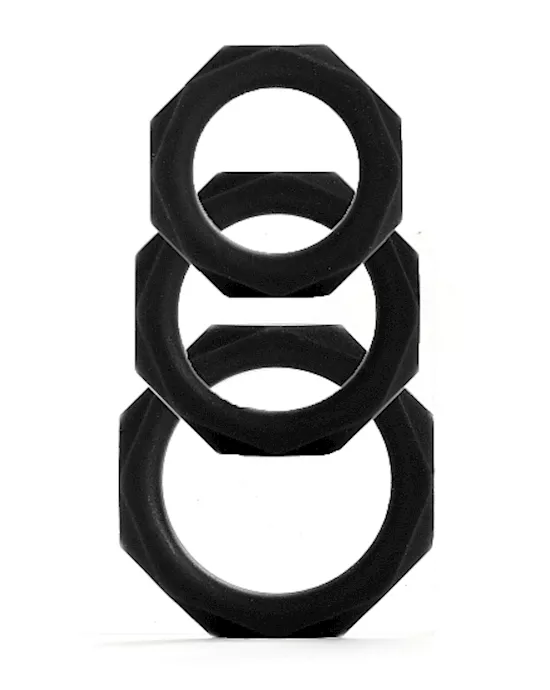 Octagon Rings 3 Sizes Black