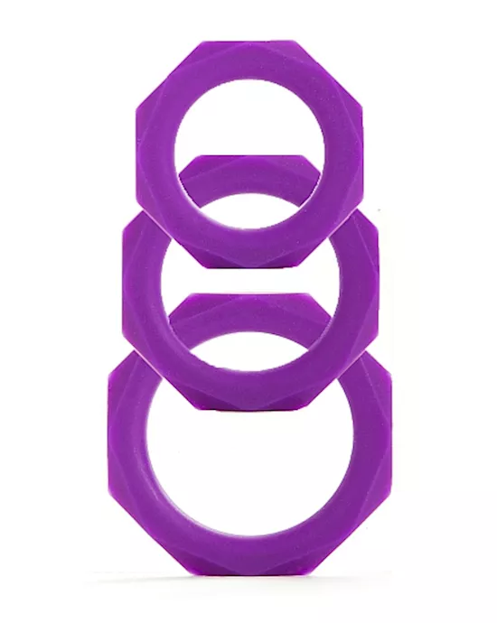 Octagon Rings 3 Sizes Purple
