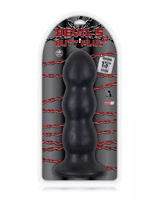 Devils Butt Plug 13 in Bulbous Ripple Shape Black