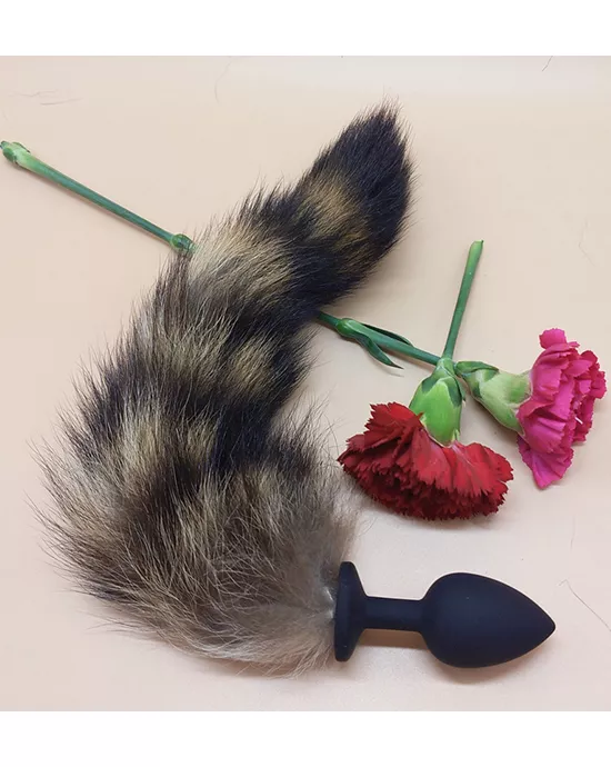 Silicone Butt Plug With Striped Tail