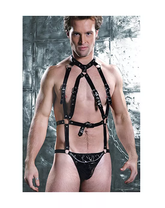 Sexy Men's Vinyl Interlaced Harness