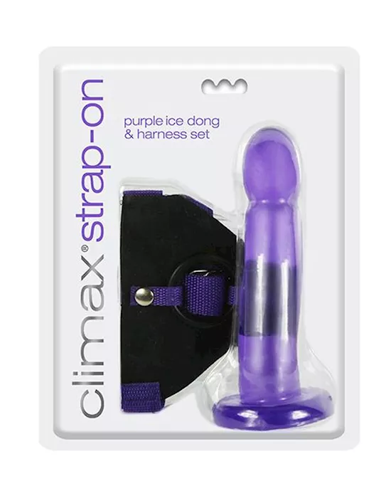 Climax Strap-on Purple Ice Dong & Harness set
