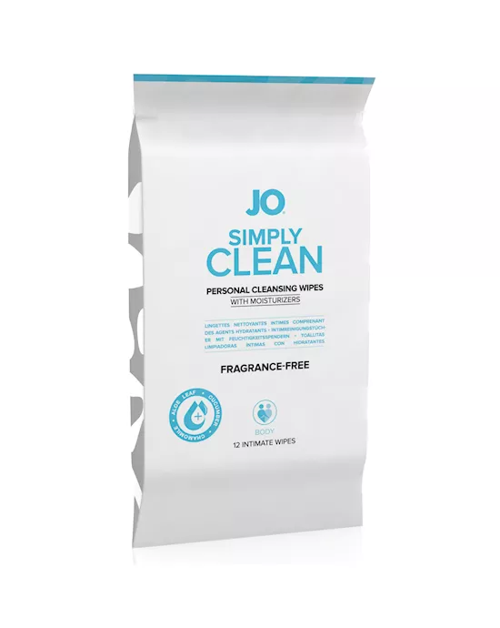 System JO Wipes Simply Clean Fragrance Free 12 Pack