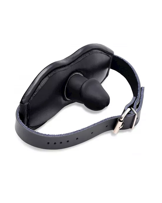 Leather Padded Silicone Penis Mouth Gag